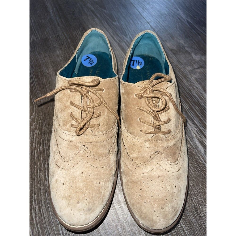 Cynthia Rowley Tan Suede Hazel Lace Up Shoes Women's Size 7.5M S-88